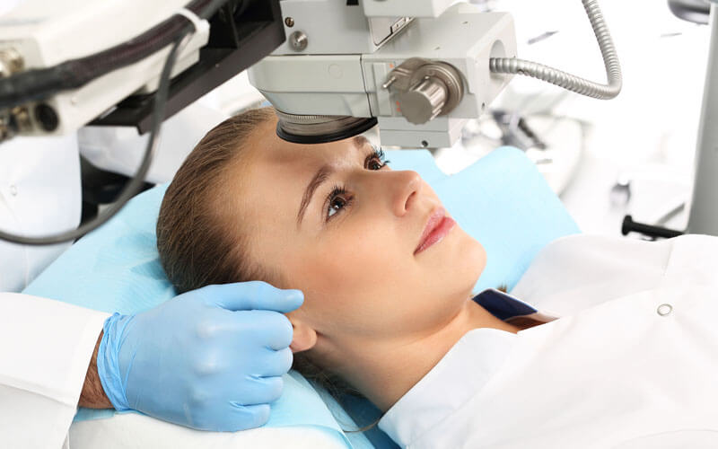 An image of a patient preparing for vision correction surgery after one of our Boca Raton eye doctors recommended and referred them for vision correction. 